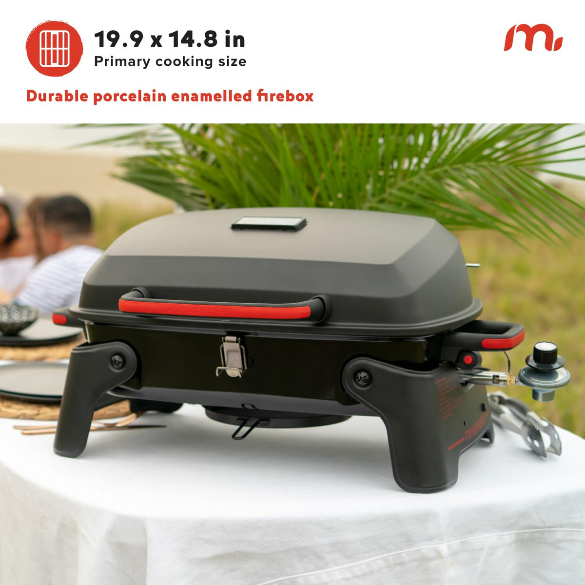 Tabletop 1 Burner Gas Grill with Warming Rack Y1788