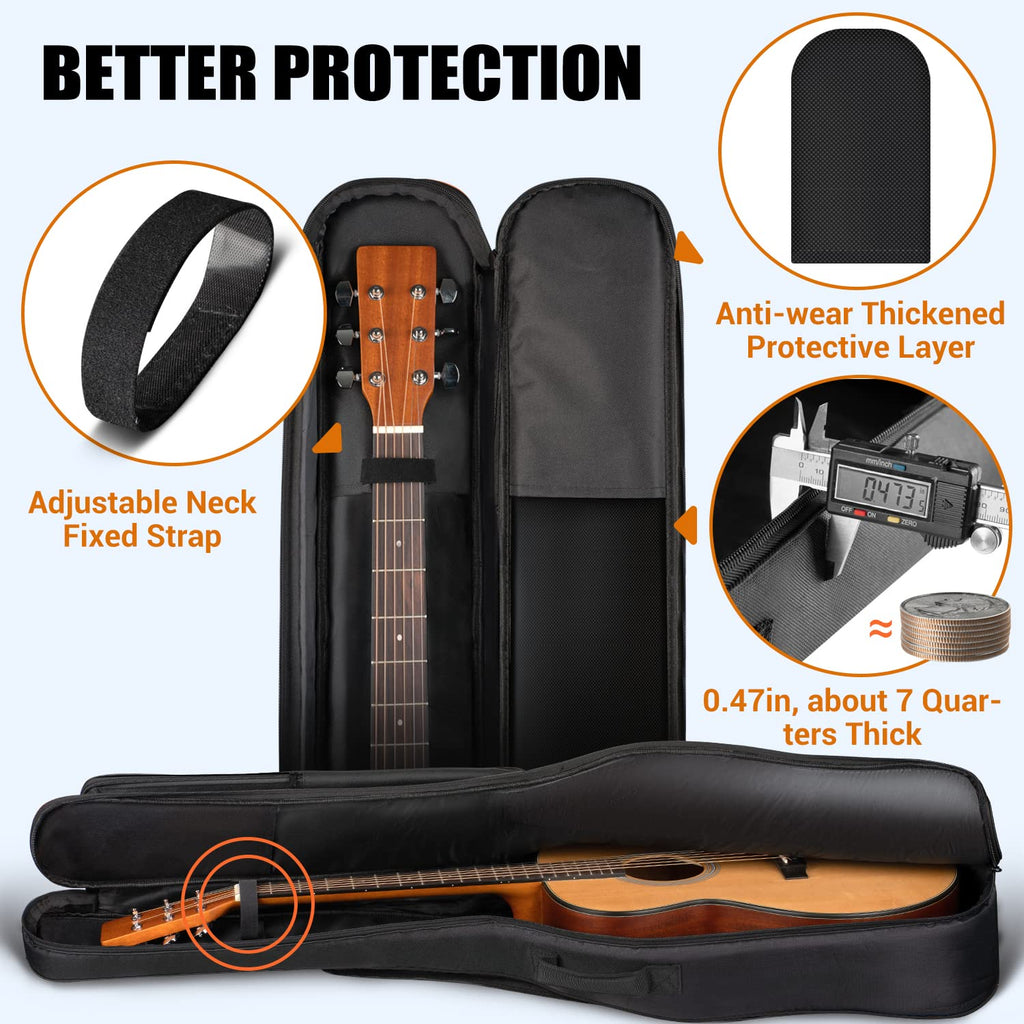 44 Inch Guitar Bag Multi-pockets 0.47in Thick Padding Water Resistent Gig Bag K36056
