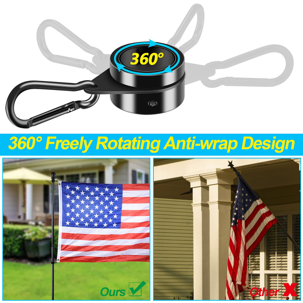 Black 7 FT Stainless Steel Flagpole Kit S7178