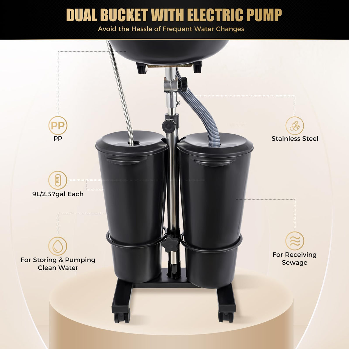 Portable Shampoo Bowl with Electric Pump N1406