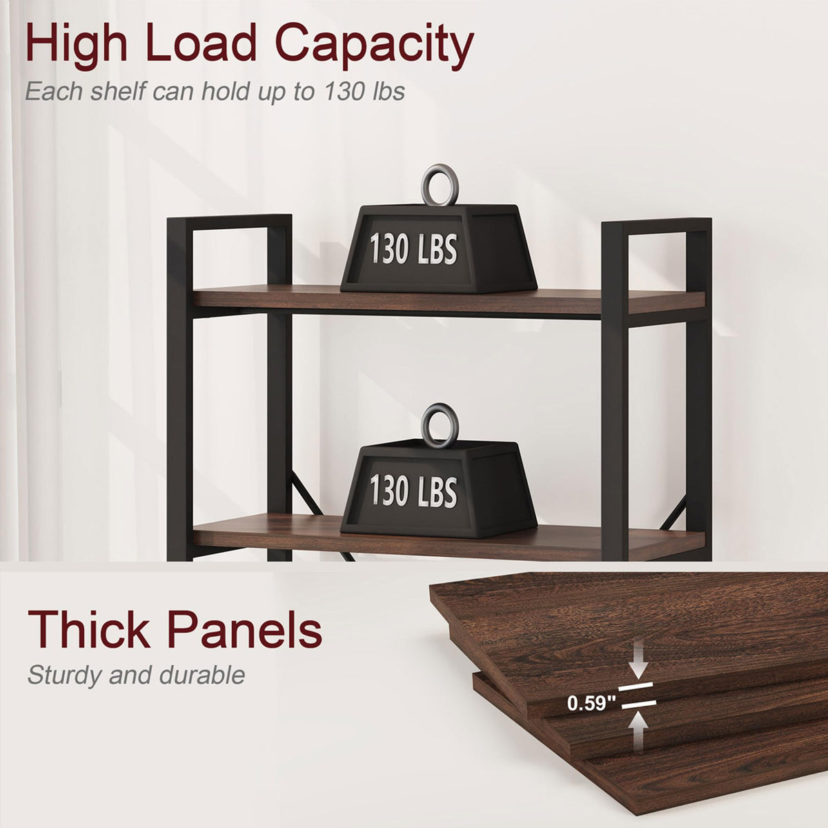 5 Tier Wood and Metal Bookshelf F883431
