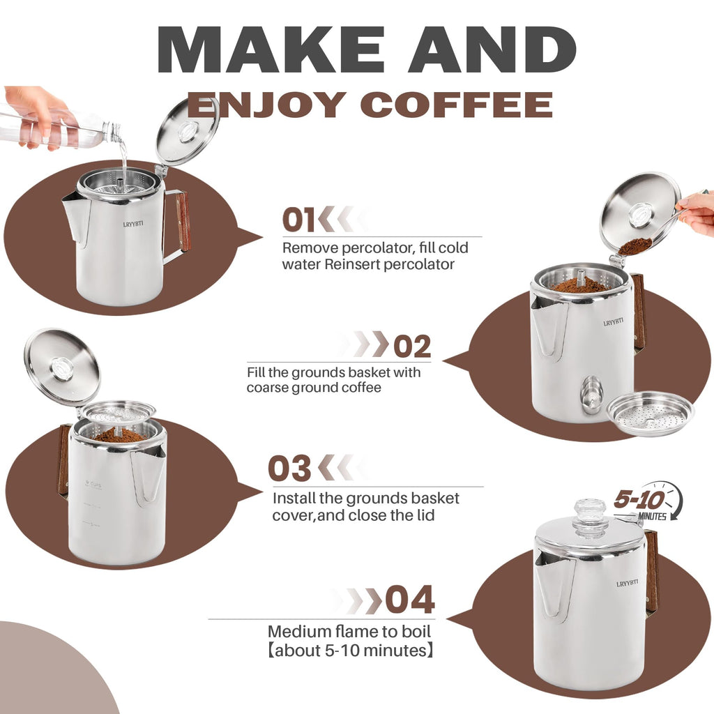 Stainless Steel 9 Cup Coffee Percolator T28185