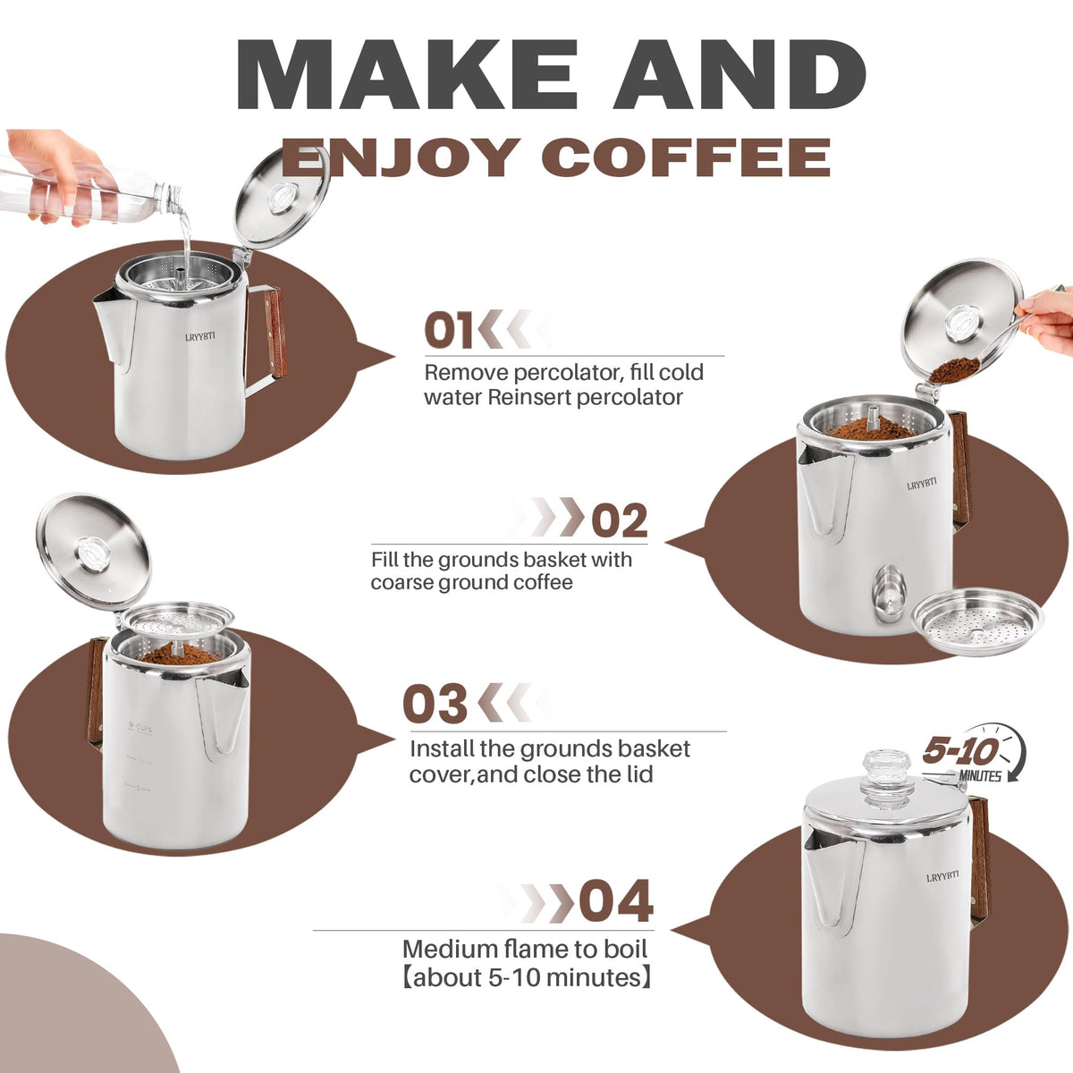 Stainless Steel 9 Cup Coffee Percolator T28185