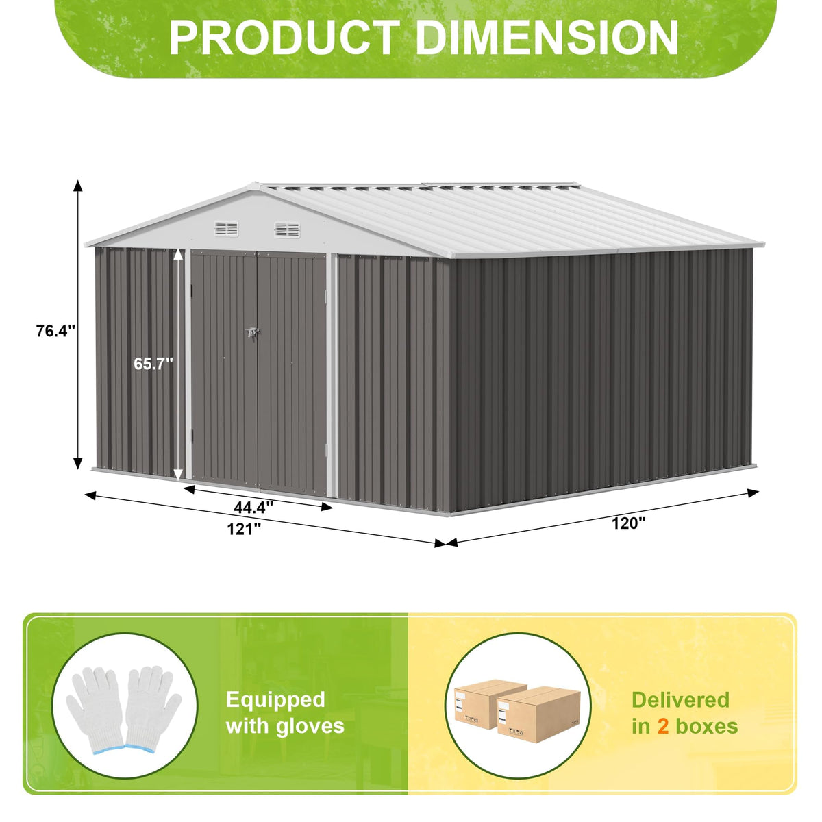 10x10 FT Grey Outdoor Storage Shed Q1520