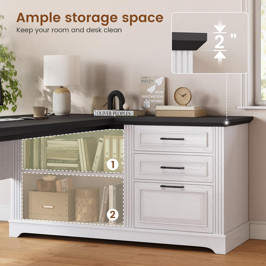 61" L Shaped Desk with Drawers M51453