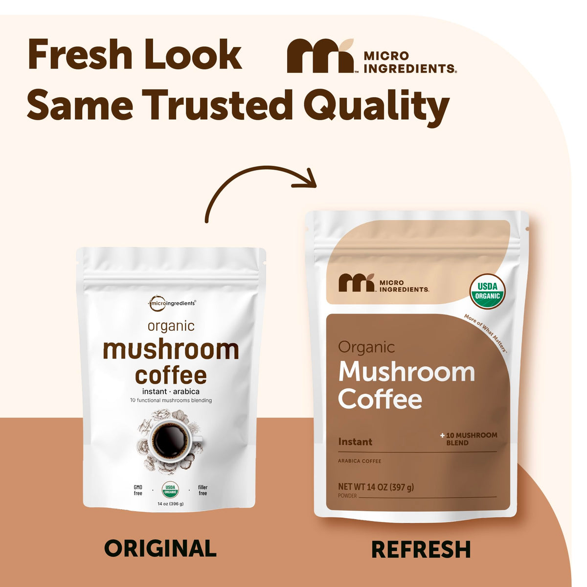 Organic Instant Mushroom Coffee, 14 oz Medium Roast Arabica W7589
