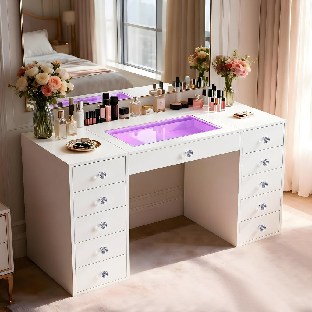 51'' 11 Drawer Vanity Makeup Desk E451409