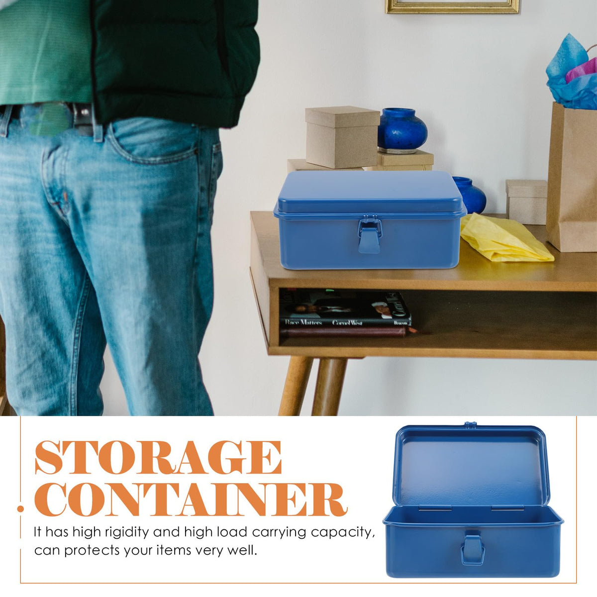 Blue Heavy Duty Portable Iron Toolbox Organizer E2201