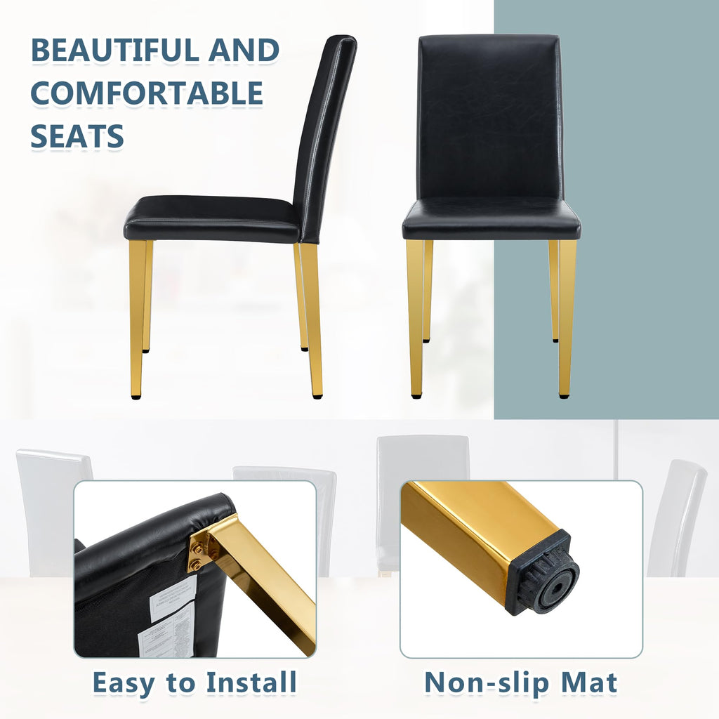 Black PU Leather Dining Chairs Set of 6 I7166