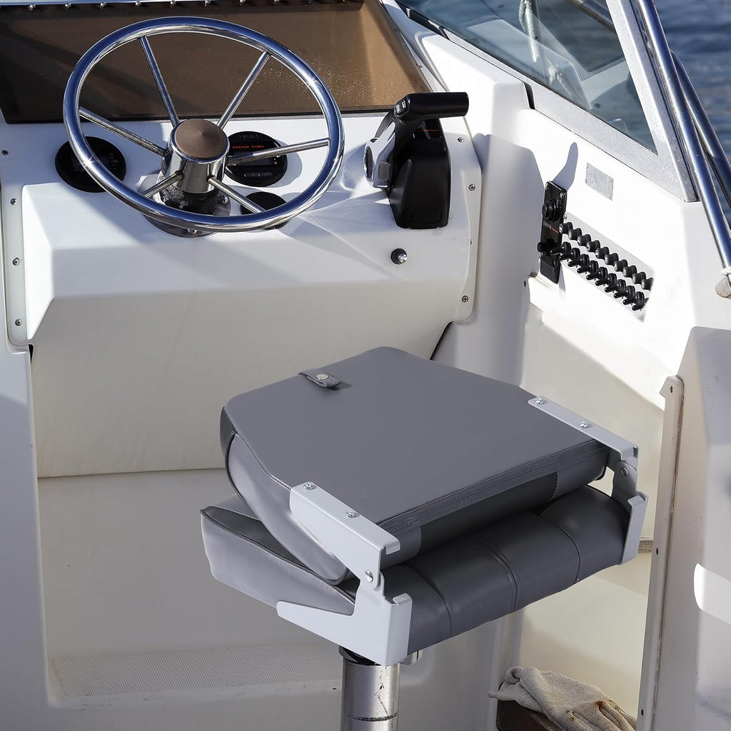 2 Pack Low Back Folding Boat Seats Black Gray E643479