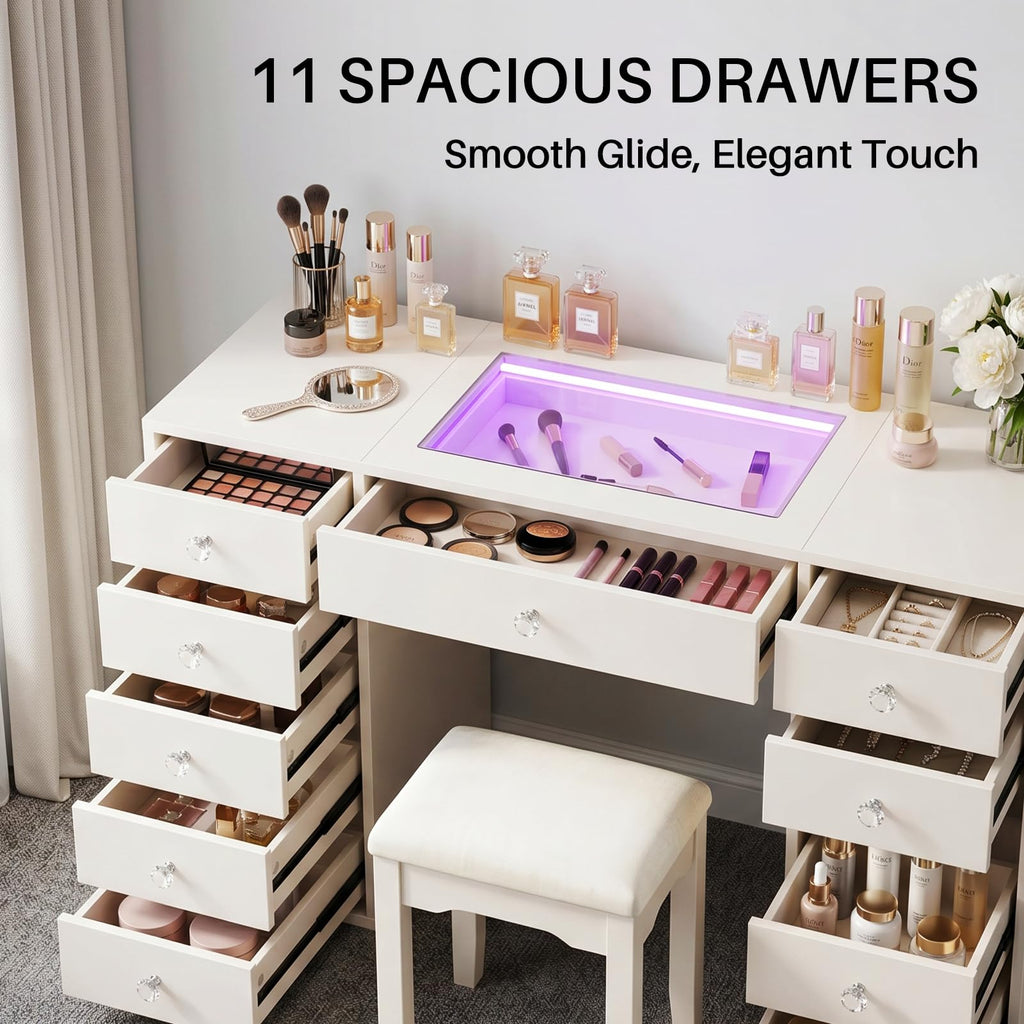 51'' 11 Drawer Vanity Makeup Desk E451409
