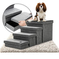 Foldable Grey 4 Steps Dog Stairs with Cushion B40574