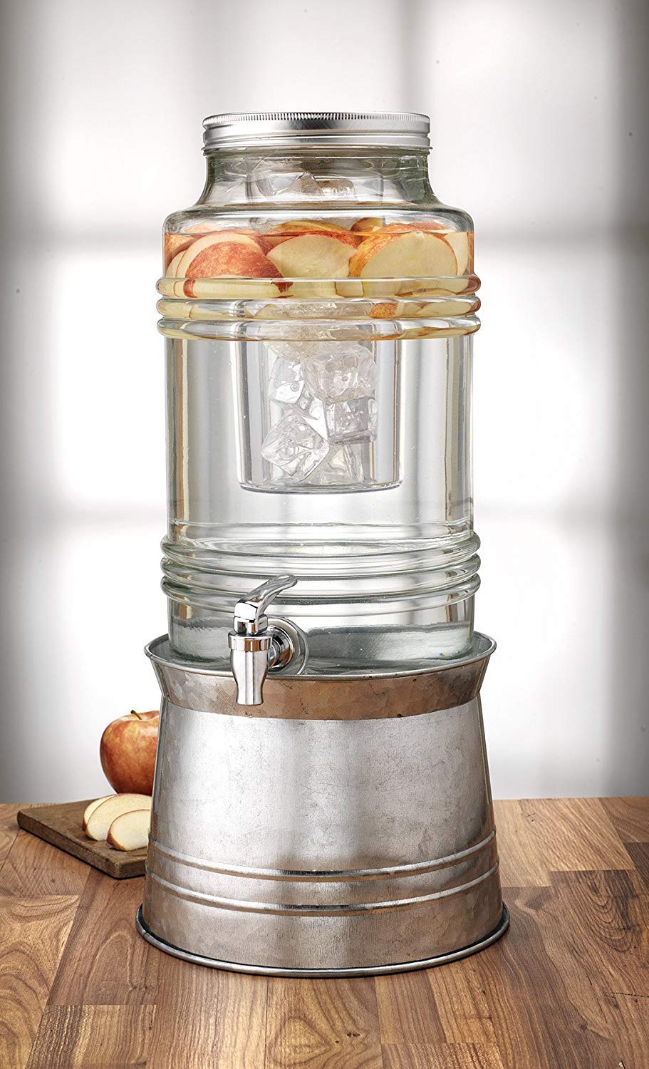 Glass Beverage Dispenser with Metal Stand E1977