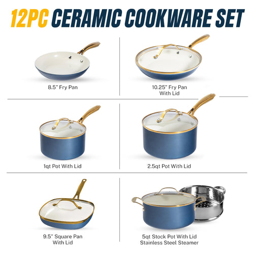 12 Pc Titanium Ceramic Nonstick Cookware Set S5804