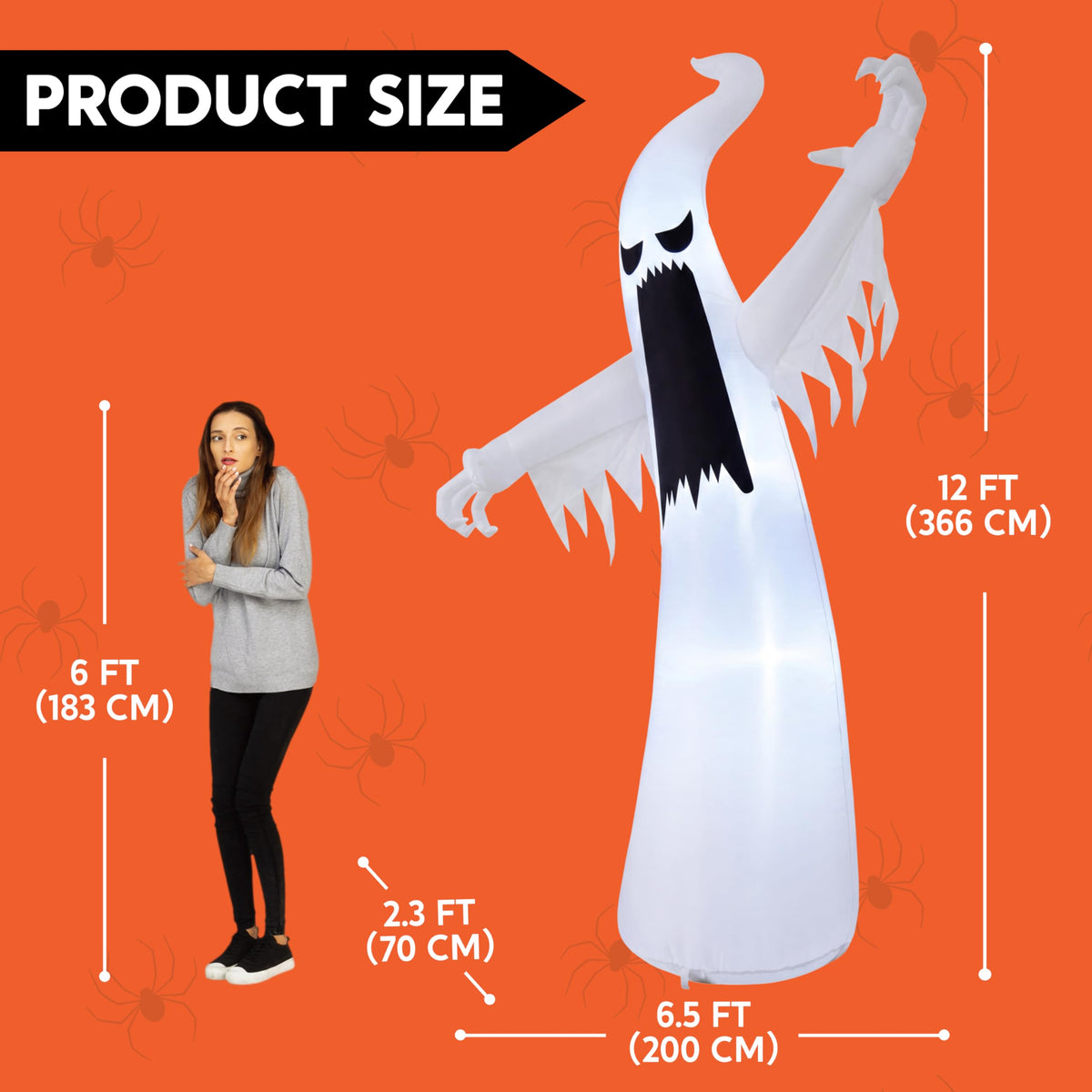 12 FT Inflatable Ghost Outdoor Decoration with LEDs R744984