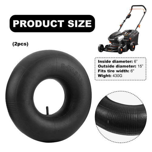 2 PCS 15×6.00-6" Inner Tubes with TR-13 Straight Valve Stem C3728