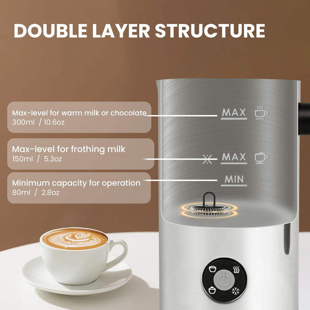 Electric Milk Frother 4-in-1 Foam Maker 10.6 oz A912