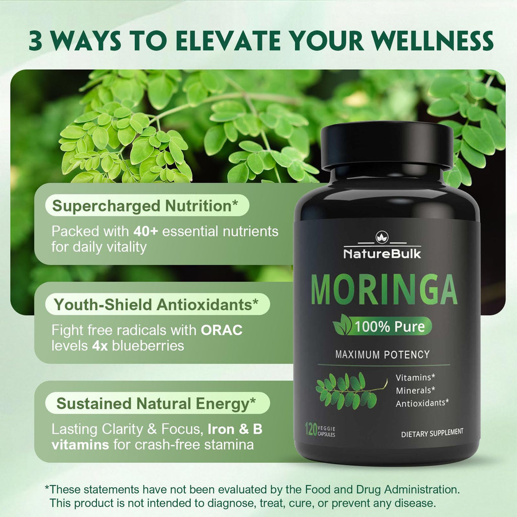 Moringa Oleifera Leaf Powder 880mg 120 Capsules Y745
