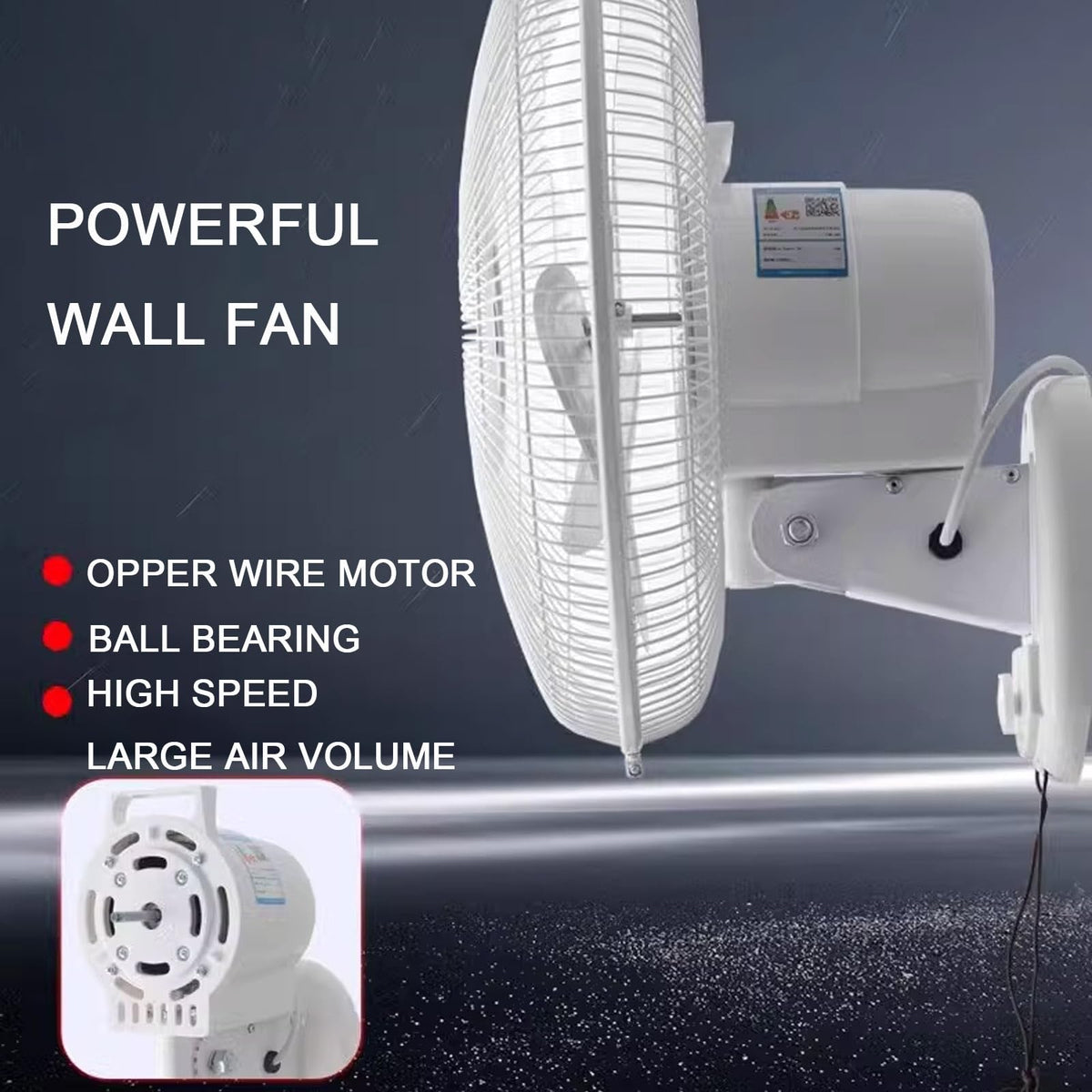 Wall Mount Fan 3 Speeds White 16in M421