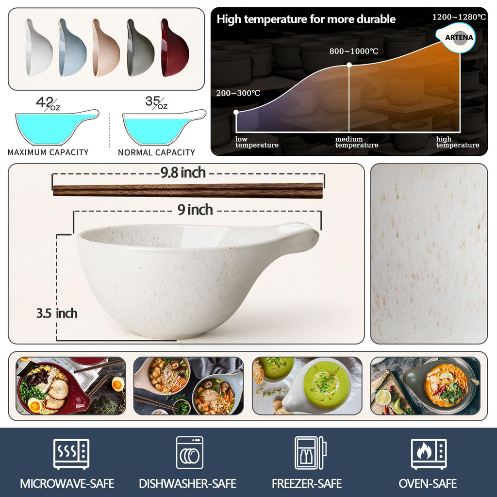 42oz Ceramic Ramen Bowl Set of 4 F224803