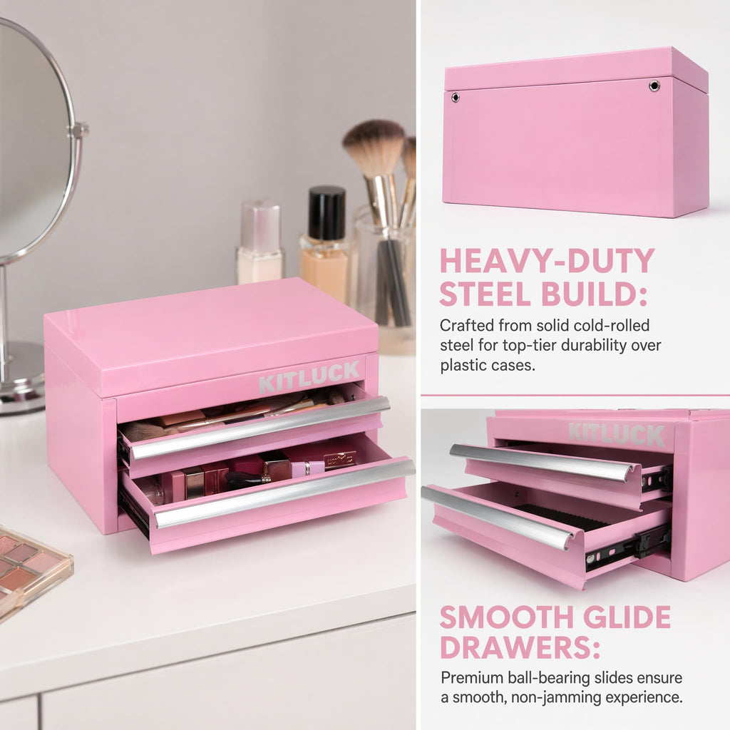 Pink 2-Drawer Metal Tool Box P24399