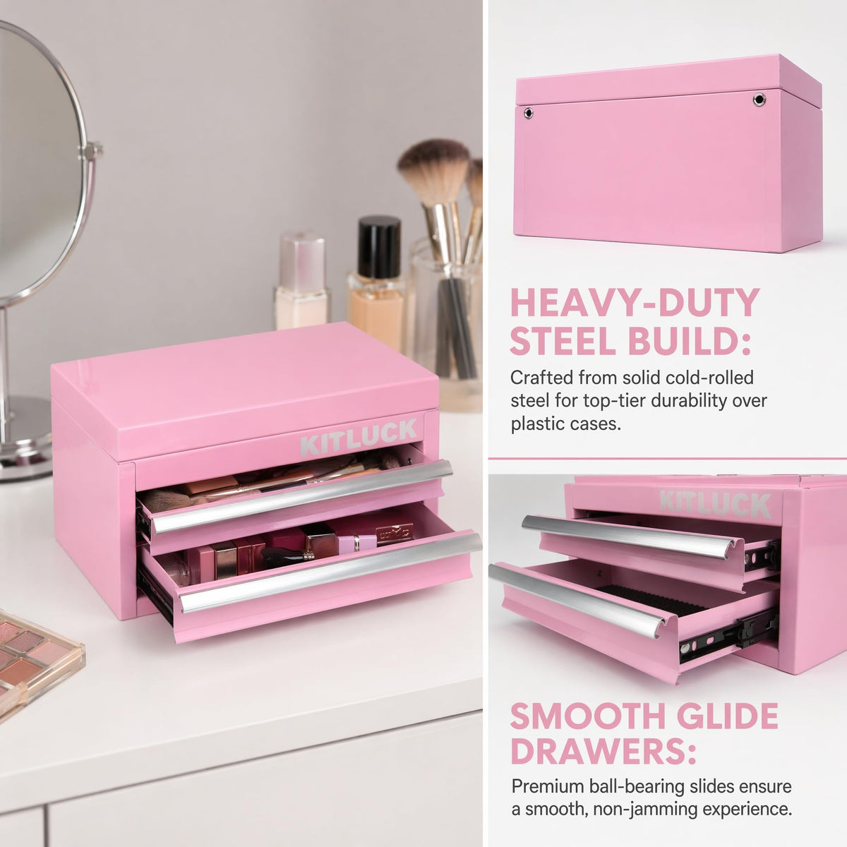 Pink 2-Drawer Metal Tool Box P24399