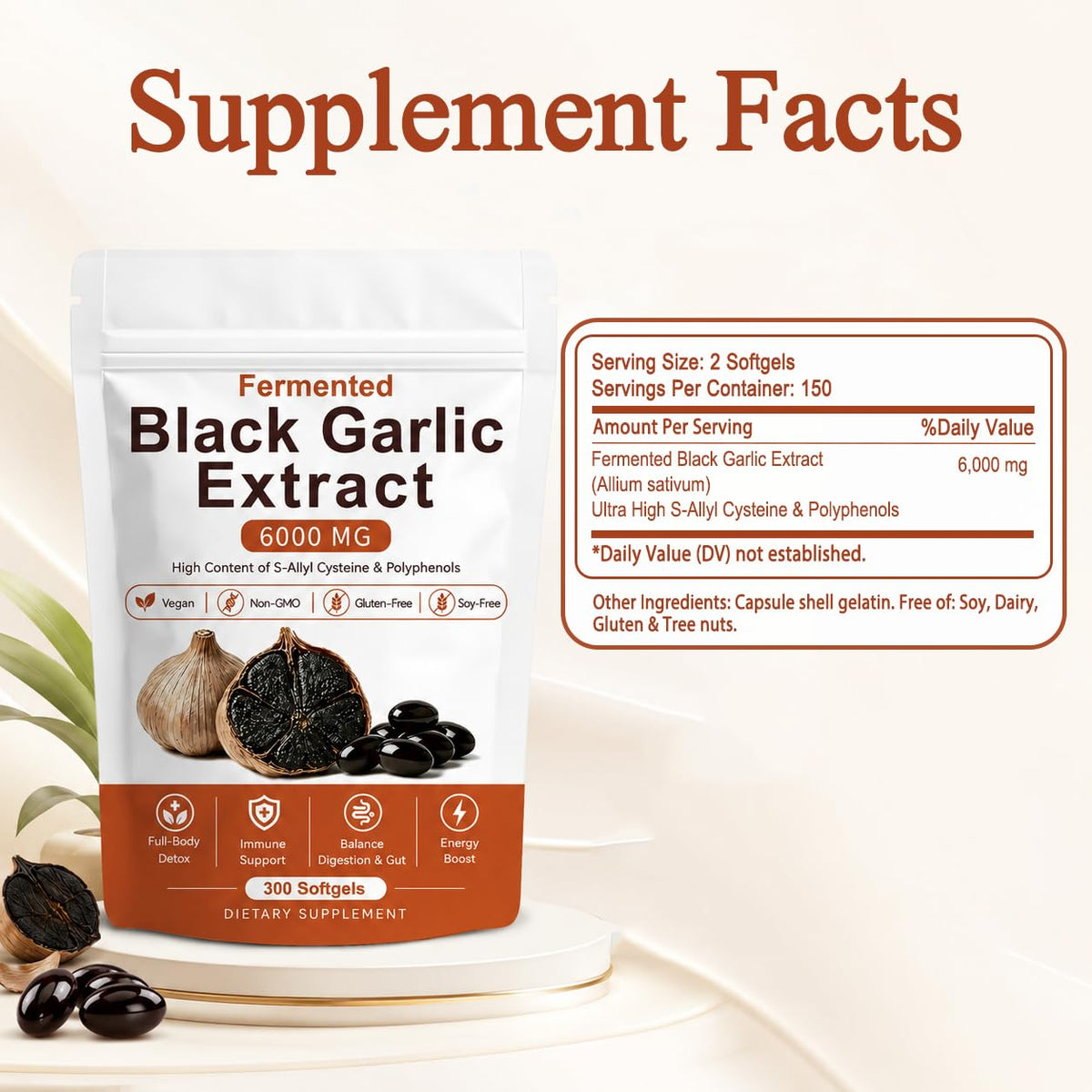 Black Garlic Extract 300 Softgels N135