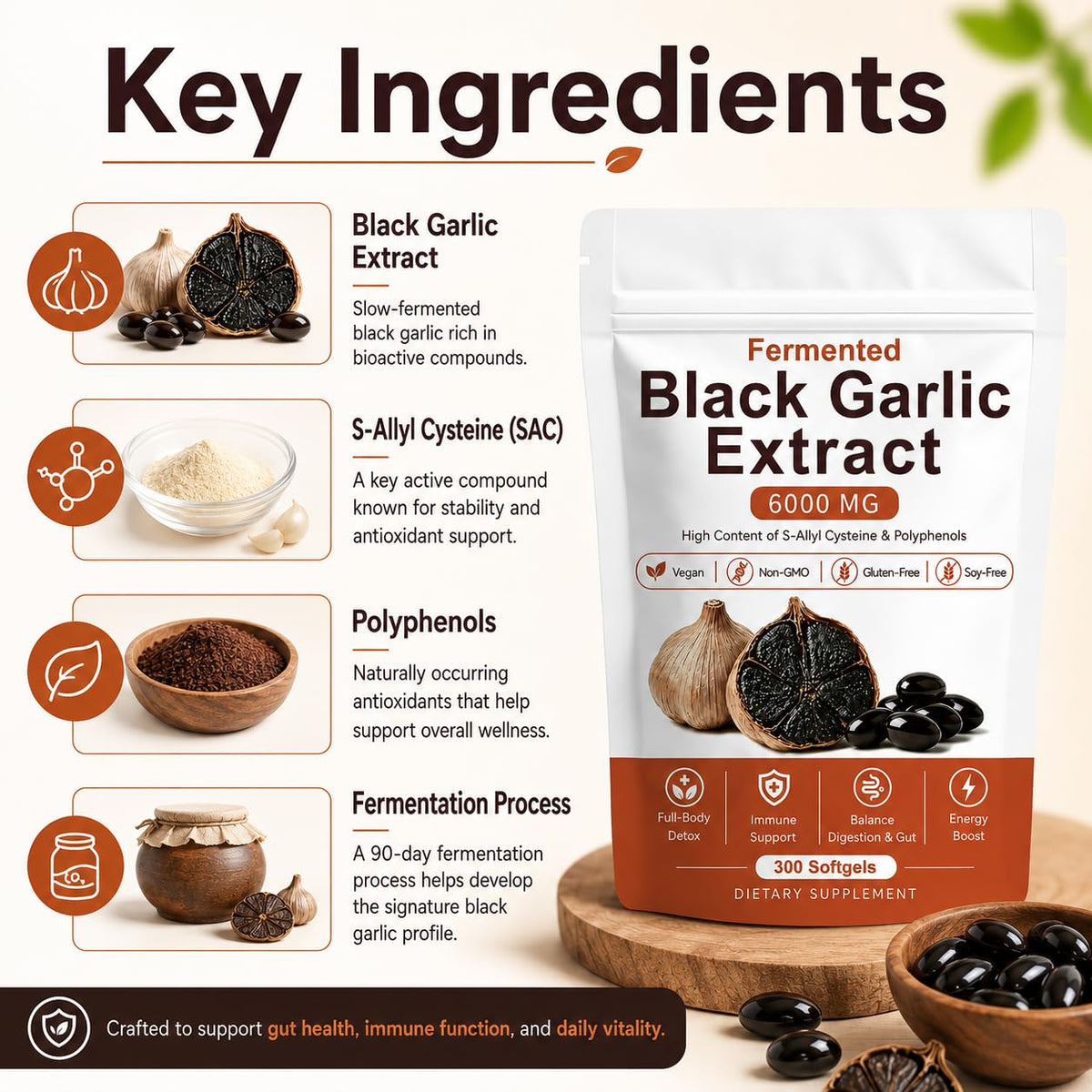 Black Garlic Extract 300 Softgels N135