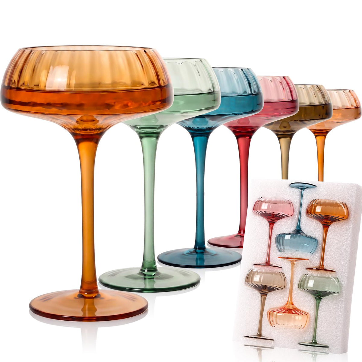 10 oz Colored Coupe Glasses Set of 6 T741278