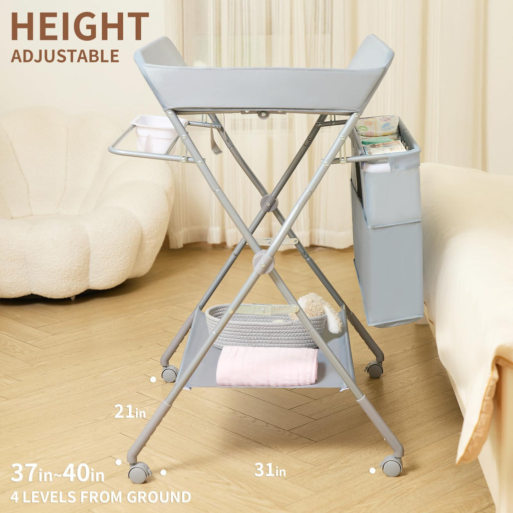 Foldable Baby Changing Table with Wheels M913