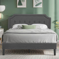 Queen Size Fabric Upholstered Platform Bed Frame with Wooden Slats F642167