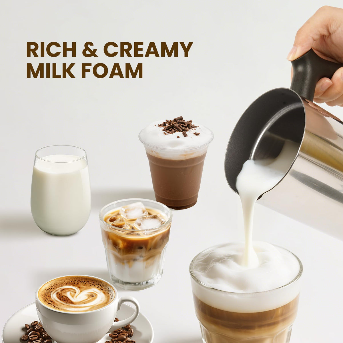 Electric Milk Frother 4-in-1 Foam Maker 10.6 oz A912
