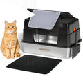 XL Stainless Steel Enclosed Cat Litter Box with Flip-Up Lid C755