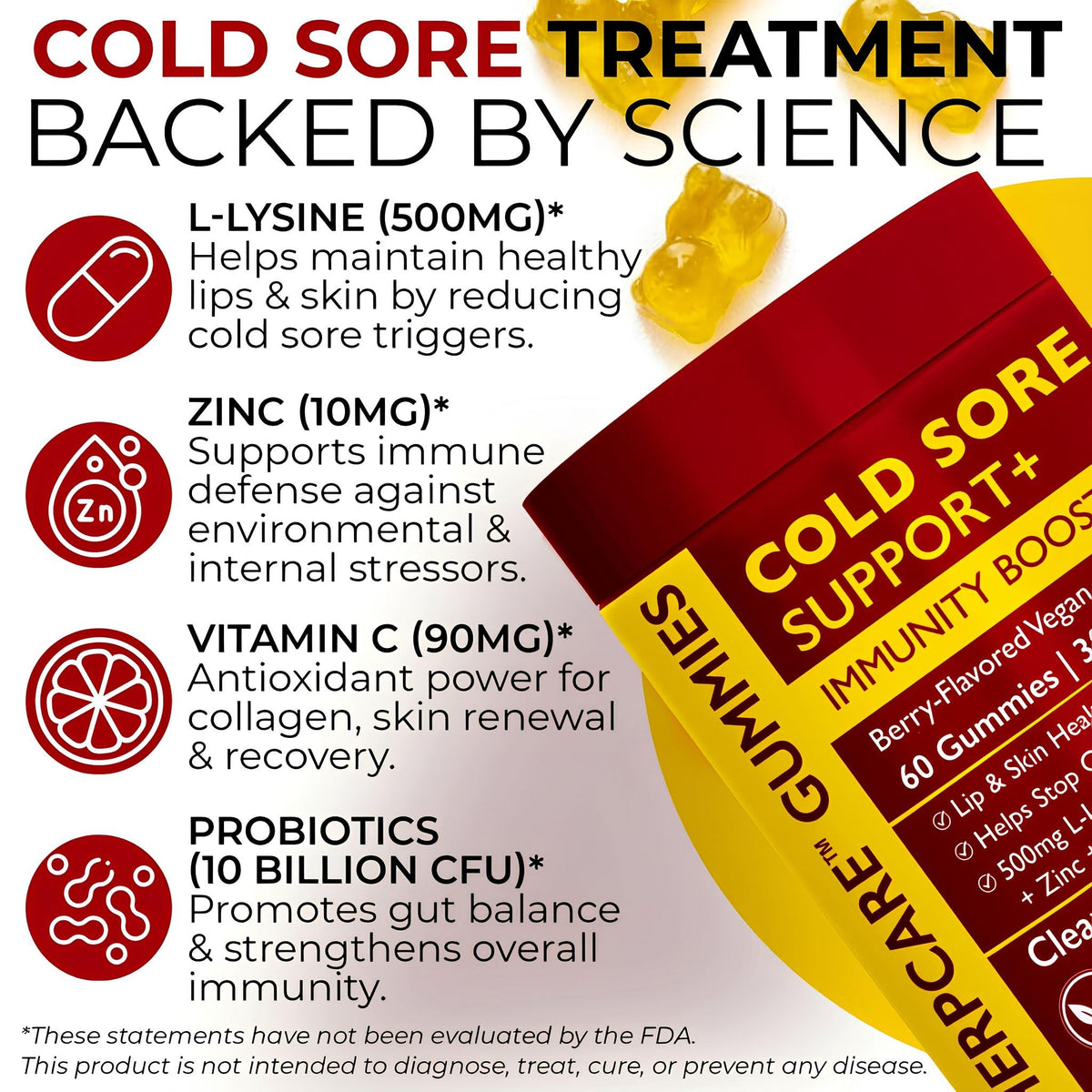 Cold Sore Treatment with L-Lysine, Zinc & Vitamin C E18798