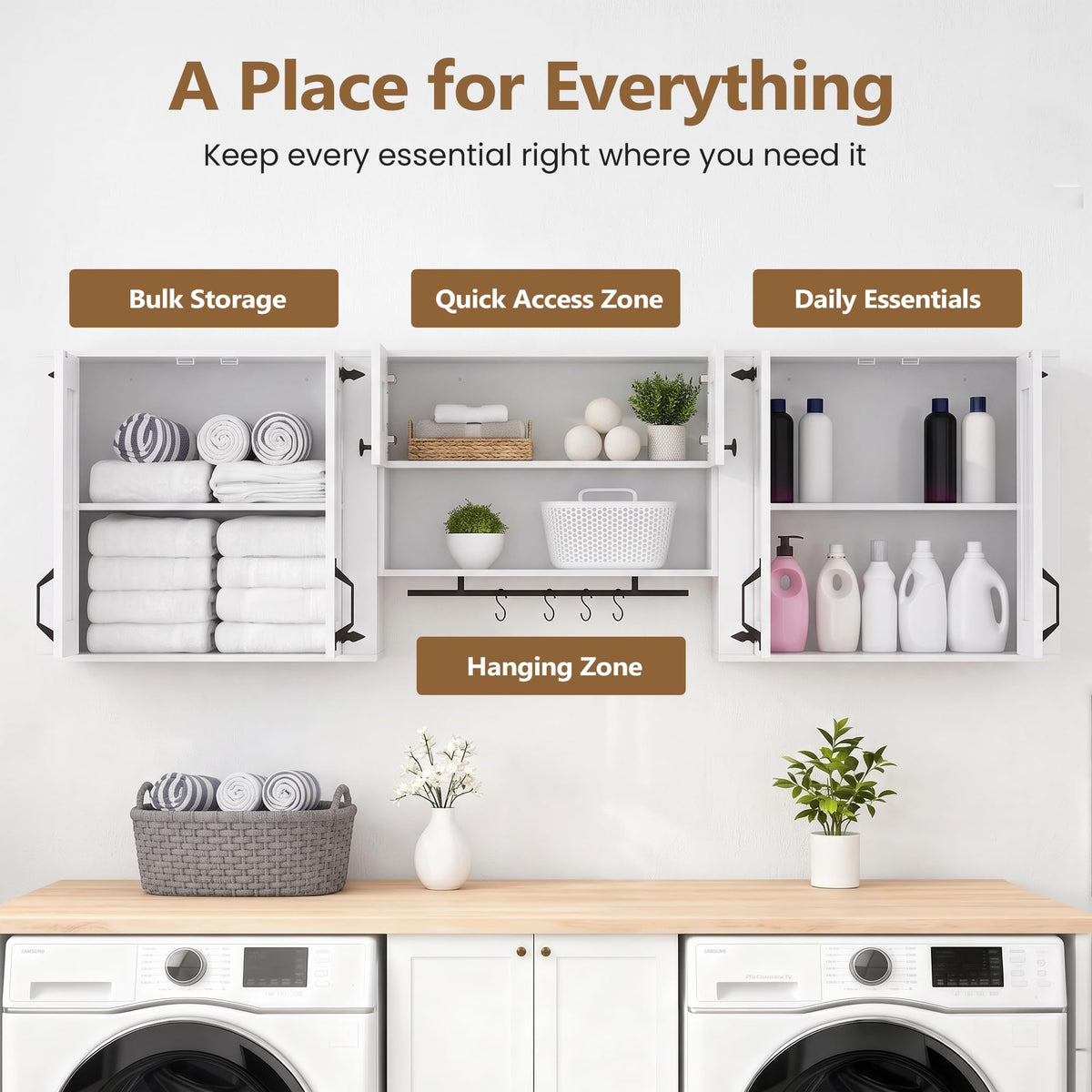 Wall Mounted Laundry Room Cabinet Set J76590