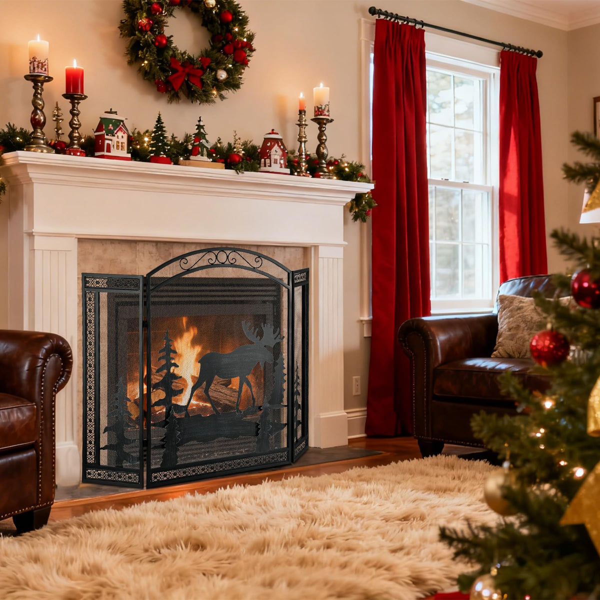 3 Panel Fireplace Screen with Guard Grate D50099