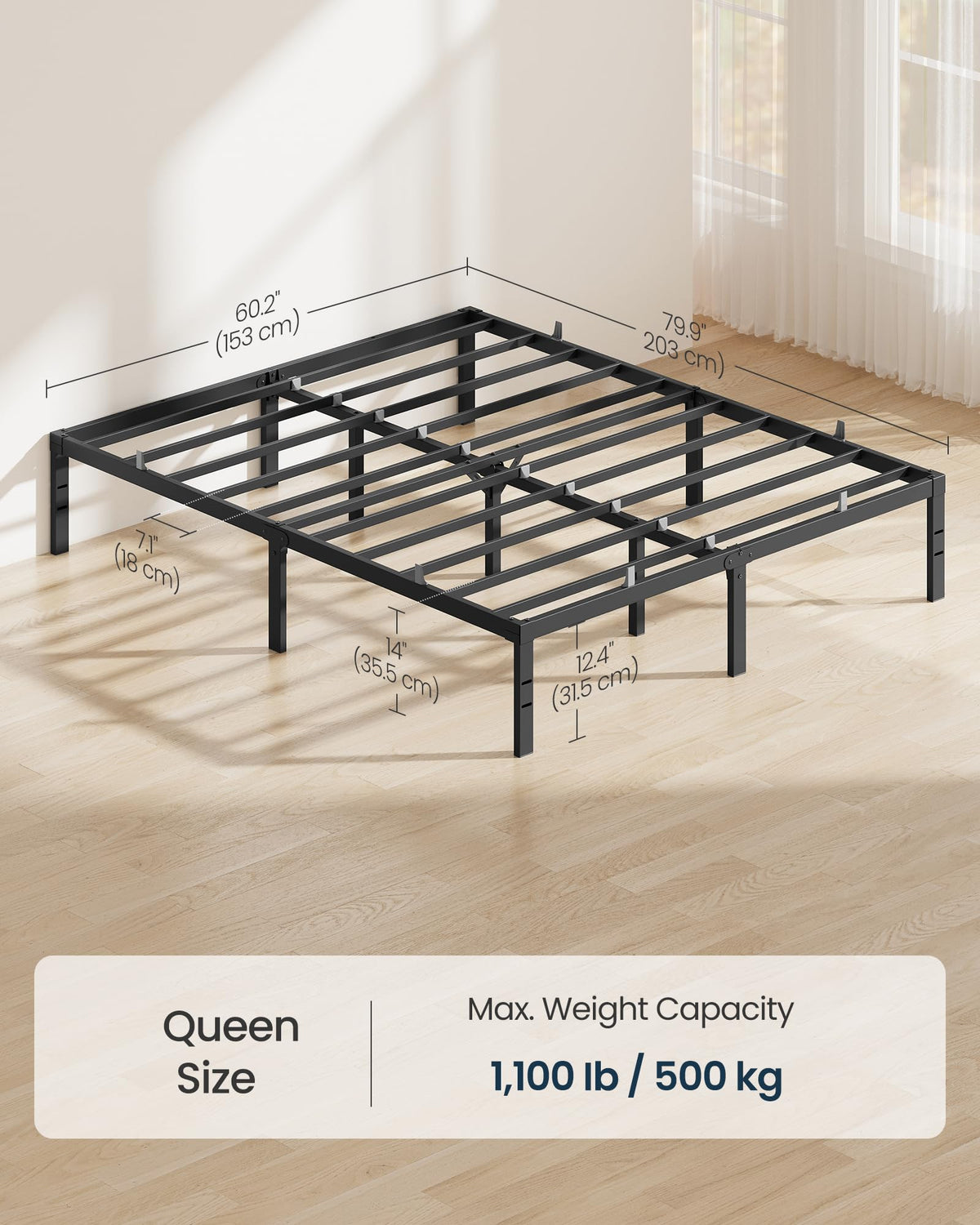 Queen Size 14 Inch Metal Platform Bed Frame G608623