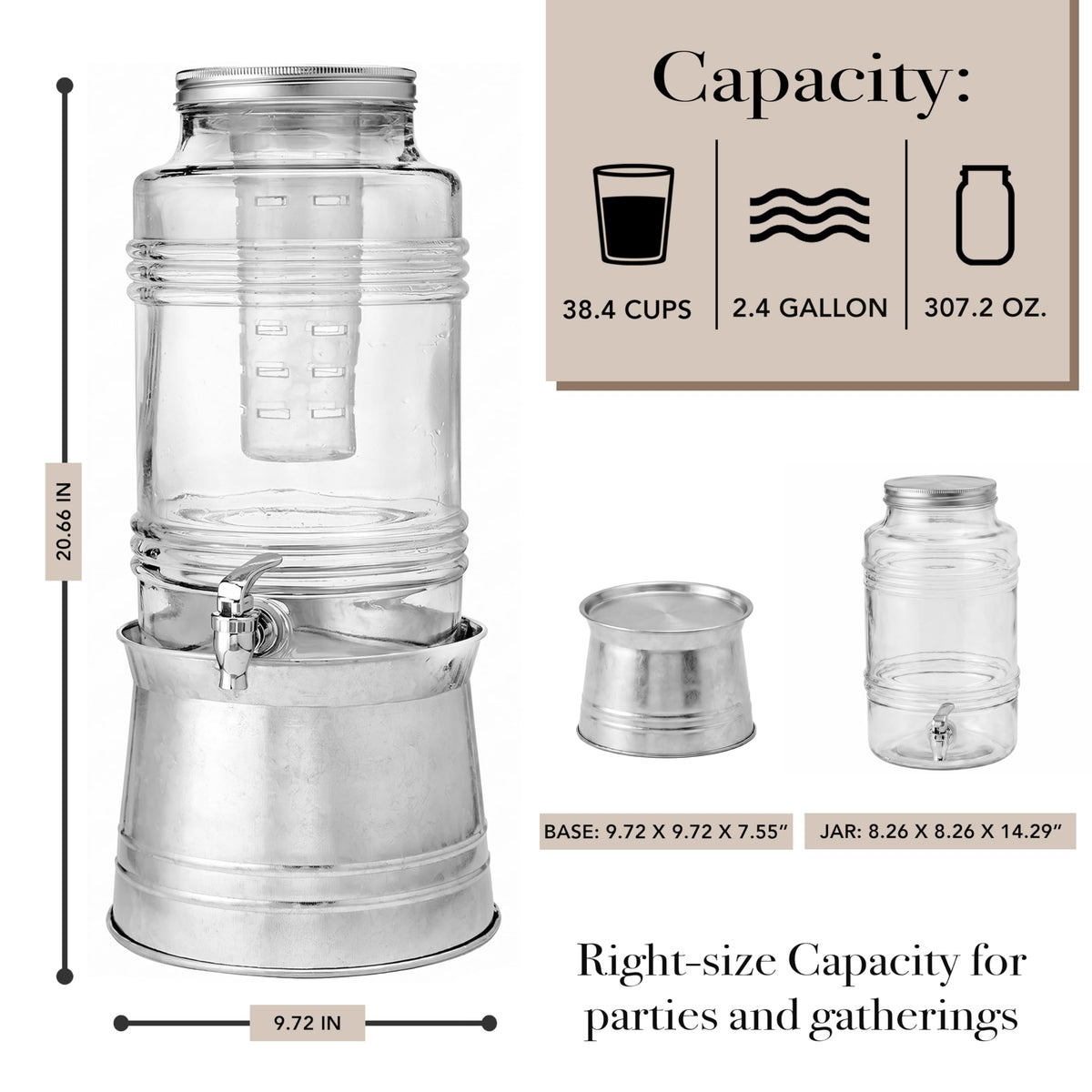 Glass Beverage Dispenser with Metal Stand E1977