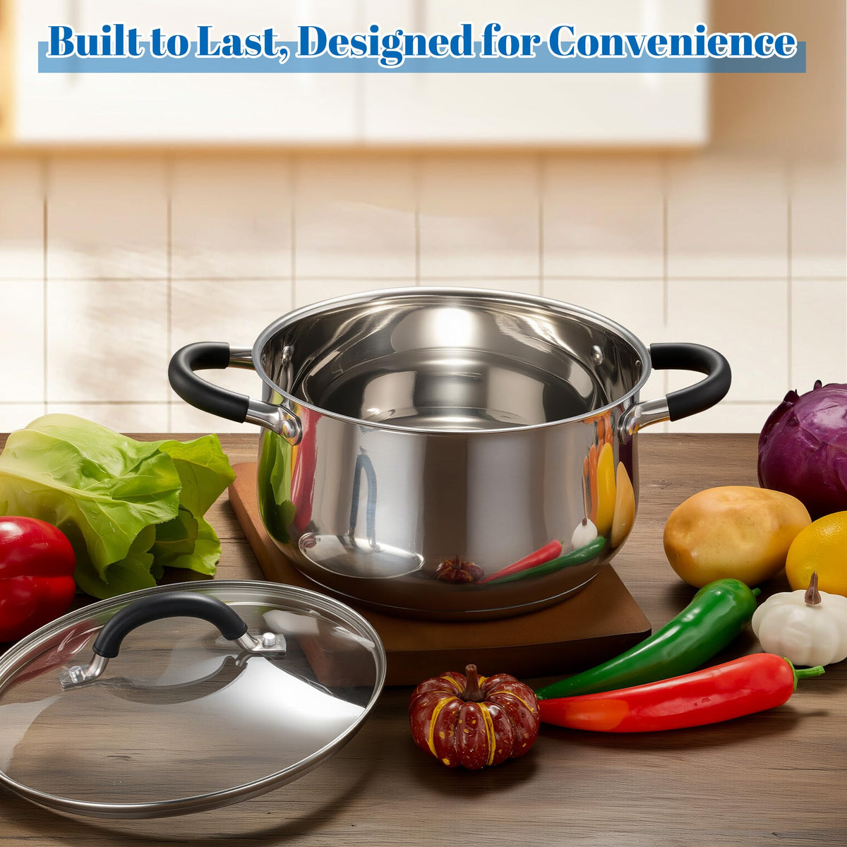 Stainless Steel 8 Quart Stock Pot with Glass Lid J88074