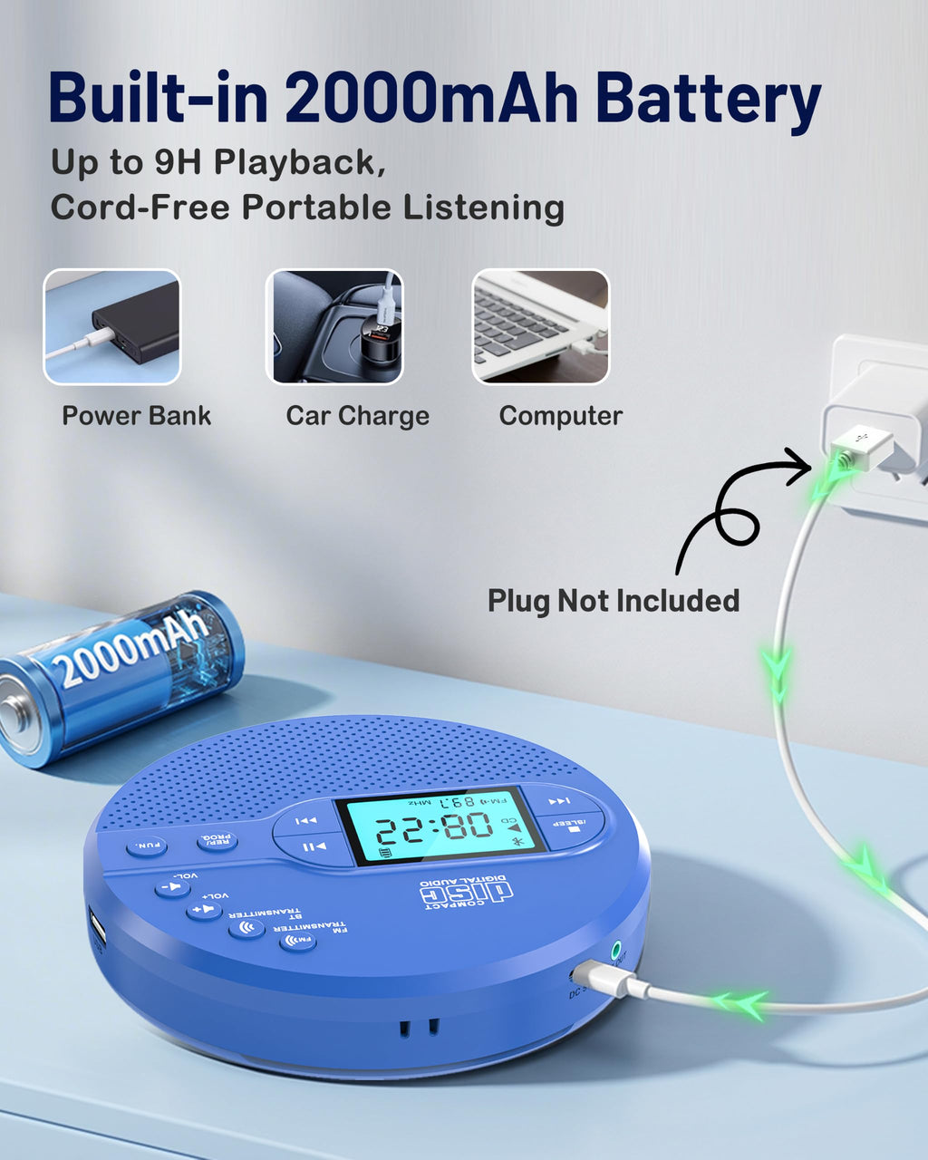 Portable CD Player with FM Transmitter & Speaker M462