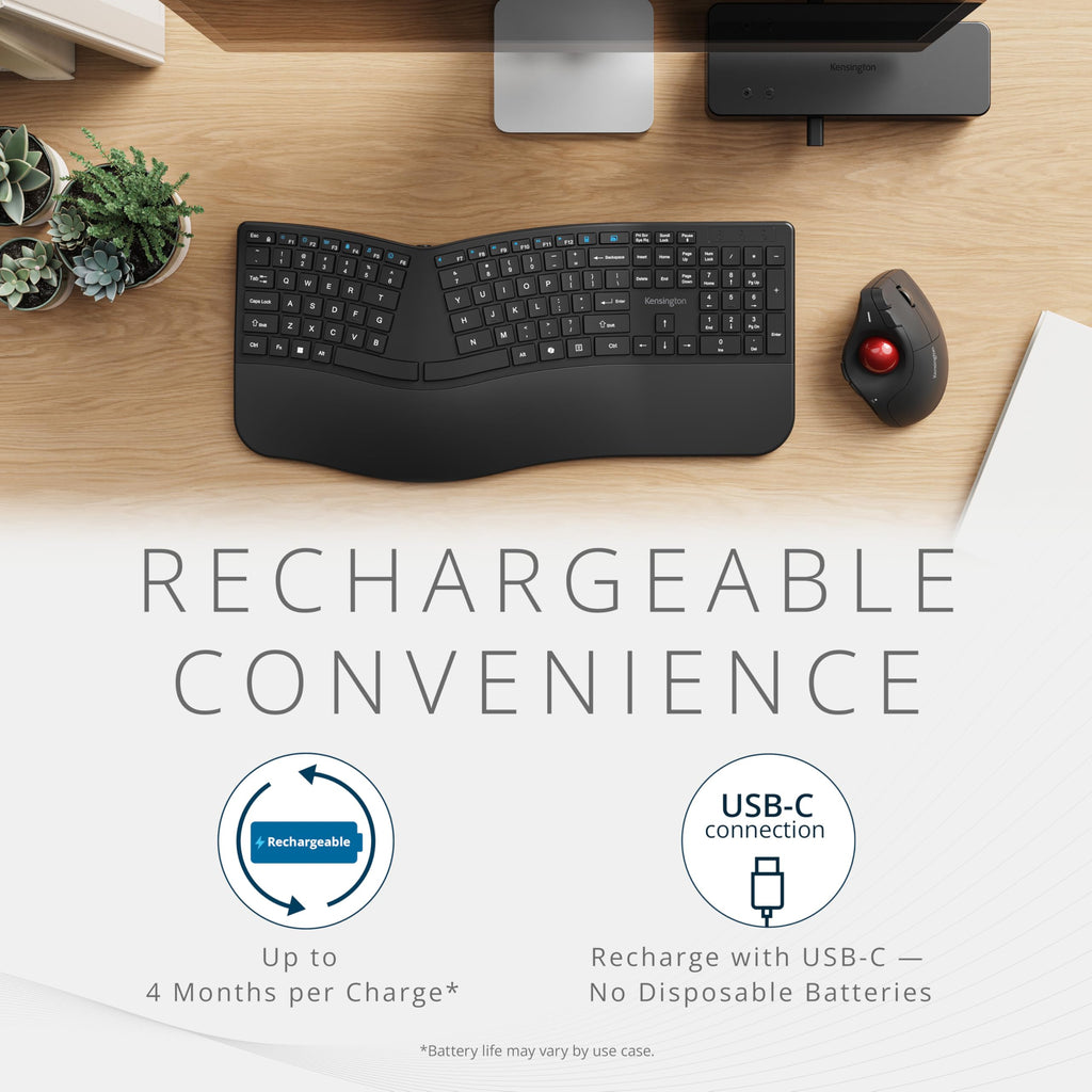 Wireless Vertical Trackball Mouse, Rechargeable - Black R2151