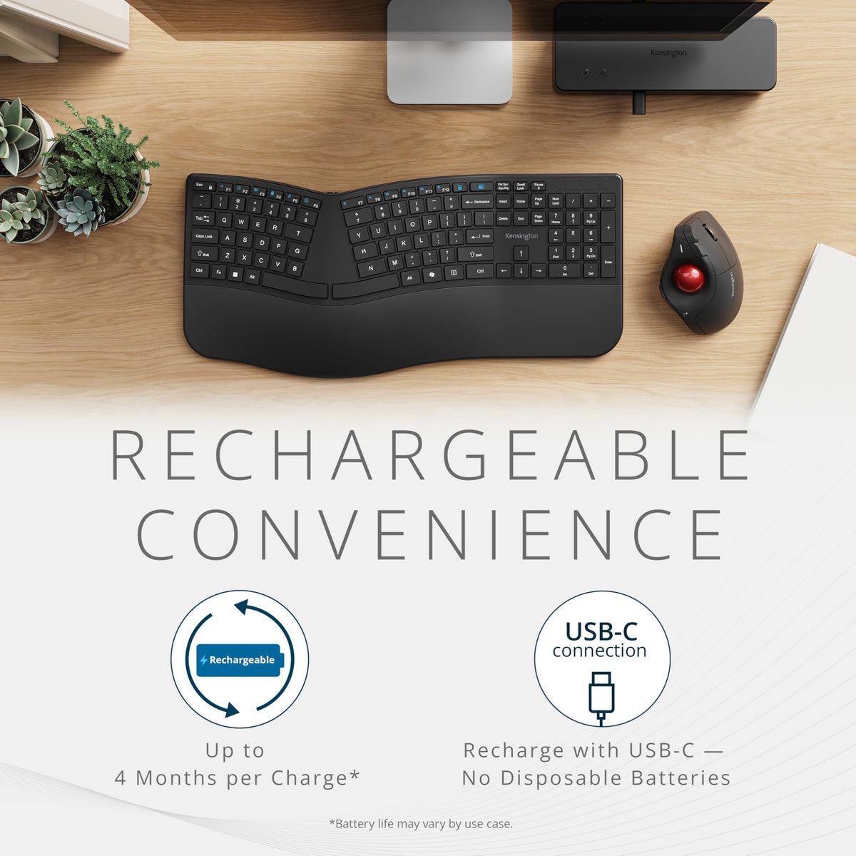 Wireless Vertical Trackball Mouse, Rechargeable - Black R2151