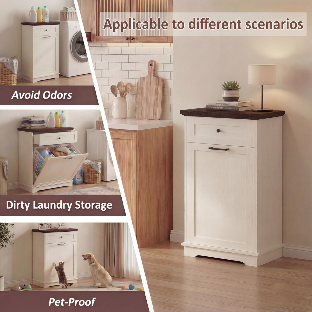 Double Tilt Out Trash Cabinet for 10 Gallon Trash Cans, Antique White G28285