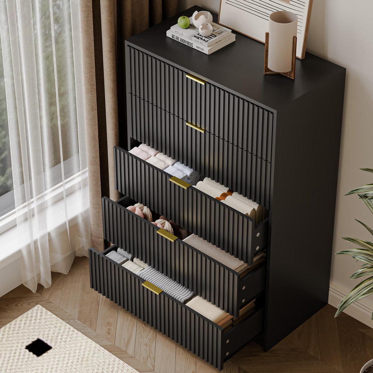 47" Tall Fluted 5-Drawer Dresser T34516