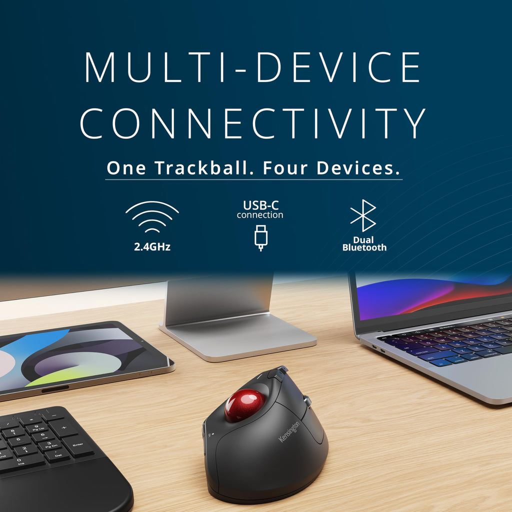 Wireless Vertical Trackball Mouse, Rechargeable - Black R2151