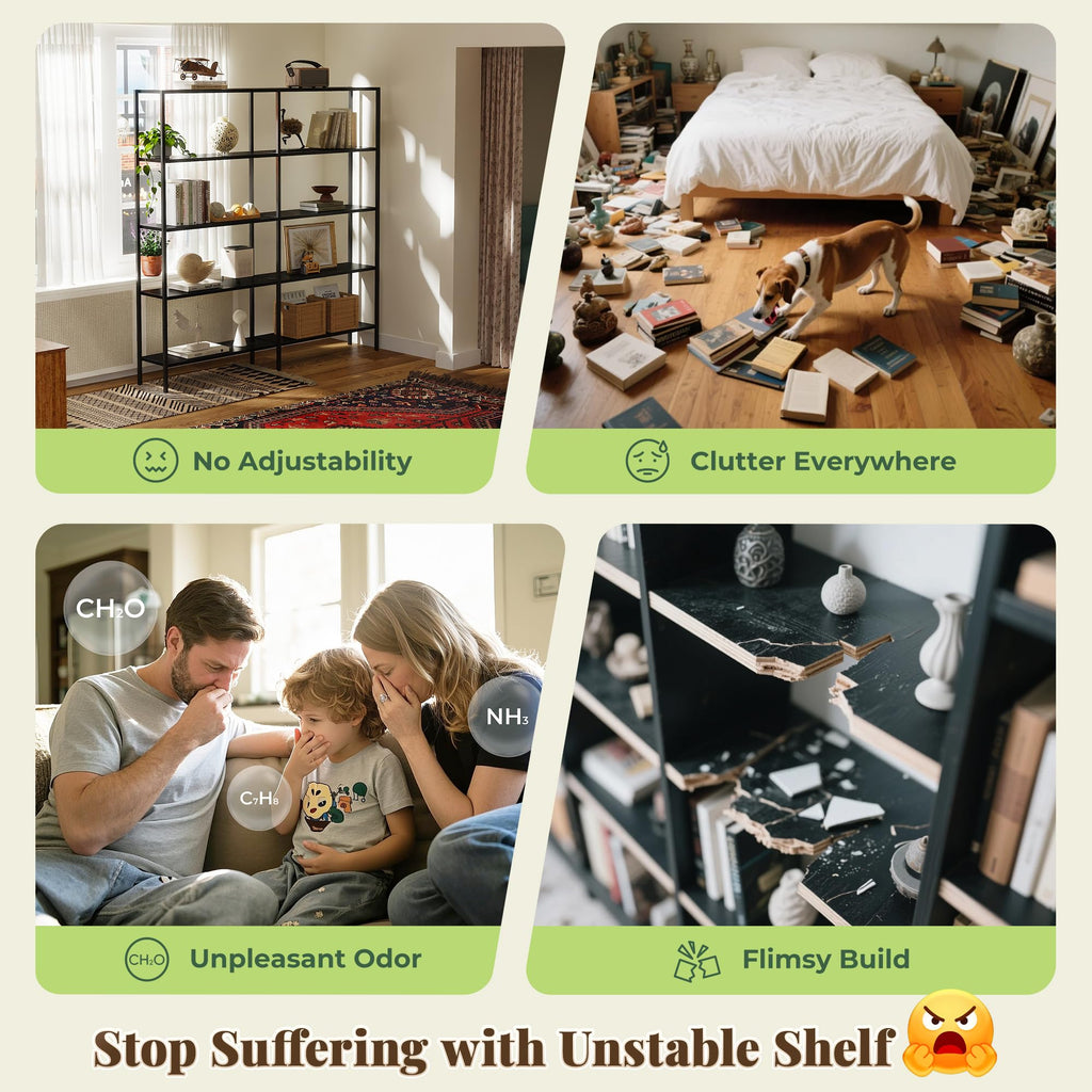 5 Tier L Shaped Corner Bookshelf with 10 Open Shelves T40995