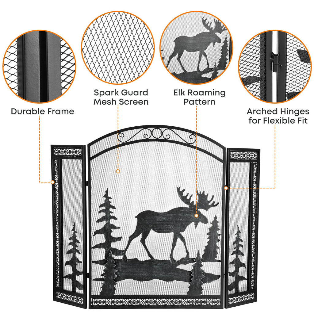 3 Panel Fireplace Screen with Guard Grate D50099