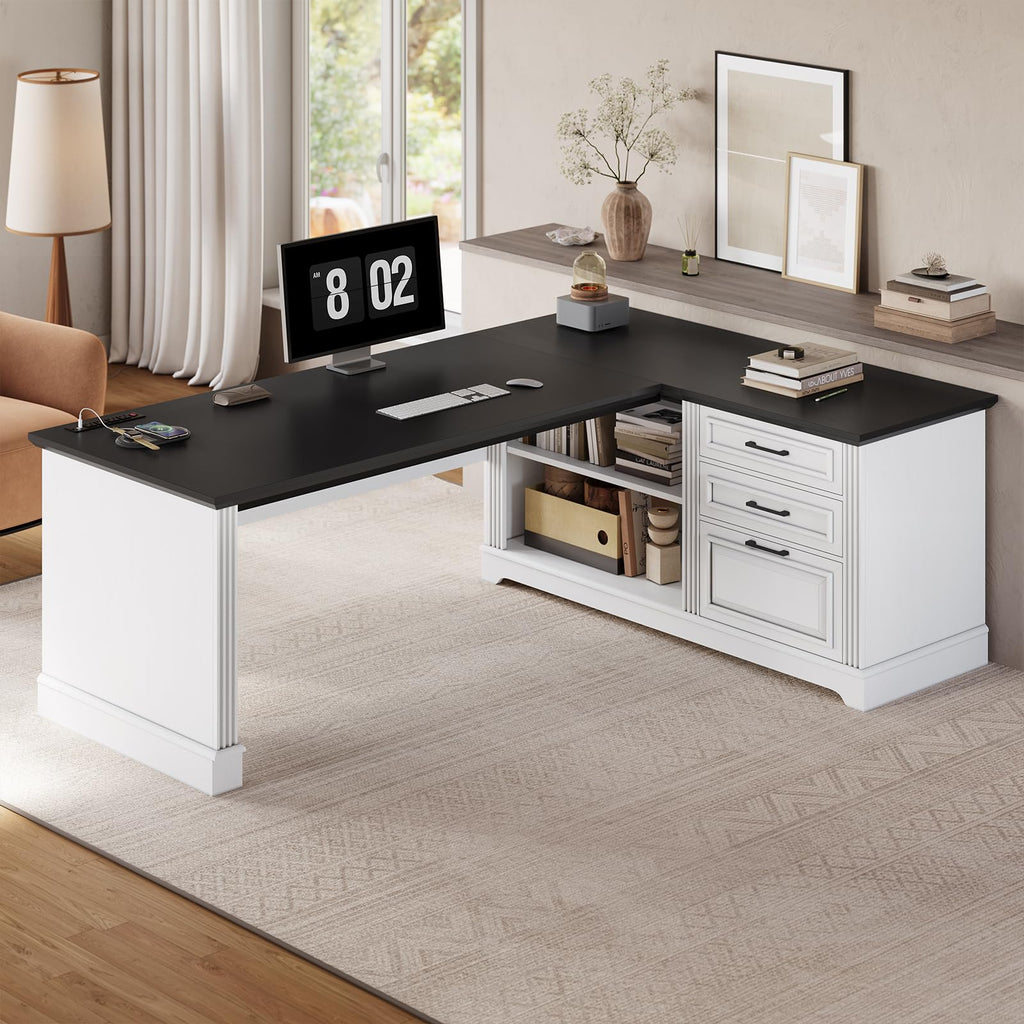 61" L Shaped Desk with Drawers M51453