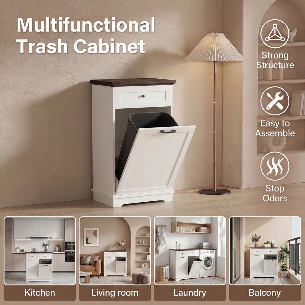 Double Tilt Out Trash Cabinet for 10 Gallon Trash Cans, Antique White G28285