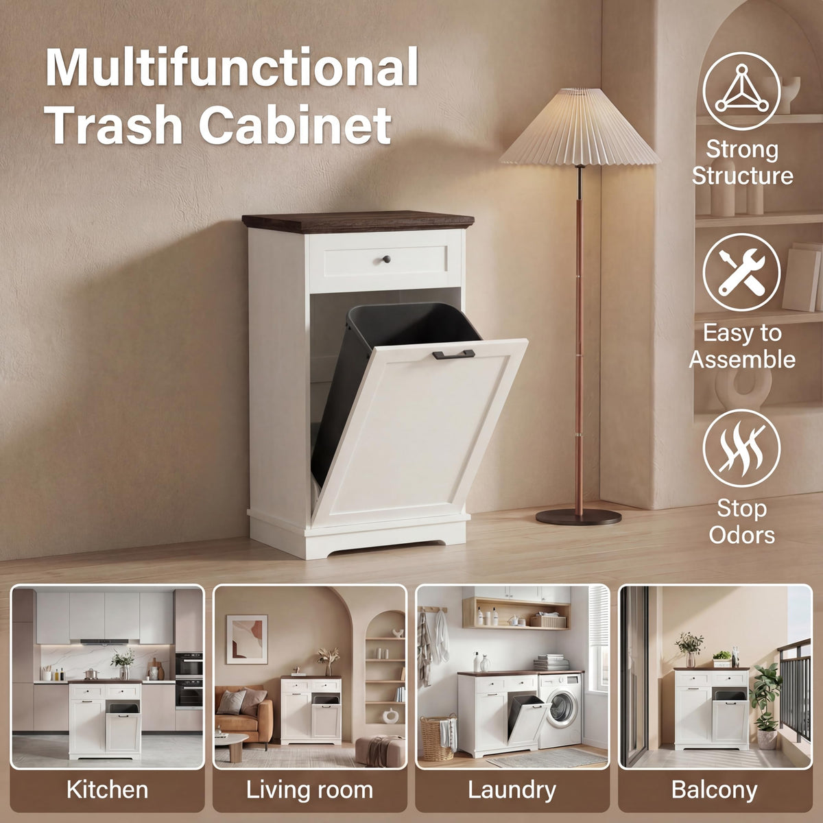 Double Tilt Out Trash Cabinet for 10 Gallon Trash Cans, Antique White G28285